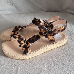 Manebi Calf Hair Leopard Flat Espadrilles Sz 40-40.5 NWT